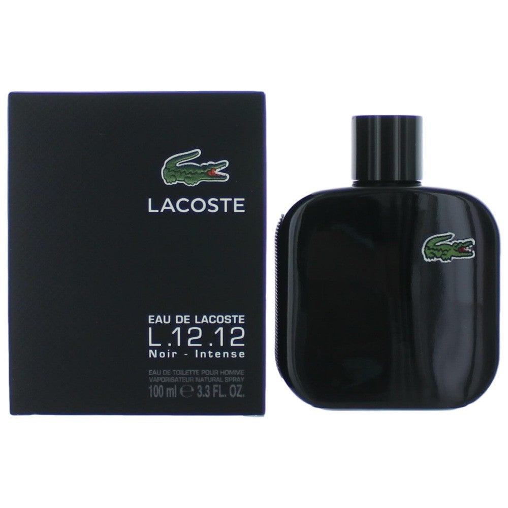 Bottle of Lacoste L.12.12 Black Noir Intense by Lacoste, 3.3 oz Eau De Toilette Spray for Men